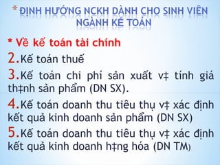 * Về kế toán tài chính Kế toán thuế Kế toán chi phí sản xuất và tính giá thành sản phẩm (DN SX). Kế toán doanh thu tiêu thụ và xác định kết quả kinh doanh sản phẩm (DN SX) Kế toán doanh thu tiêu thụ và xác định kết quả kinh doanh hàng hóa (DN TM ) 