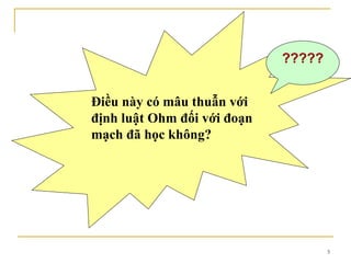 Điều này có mâu thuẫn với định luật Ohm đối với đoạn mạch đã học không? ????? 