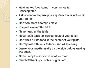 Dining etiquettes | PPTX