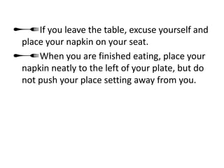 Formal dining etiquette | PDF