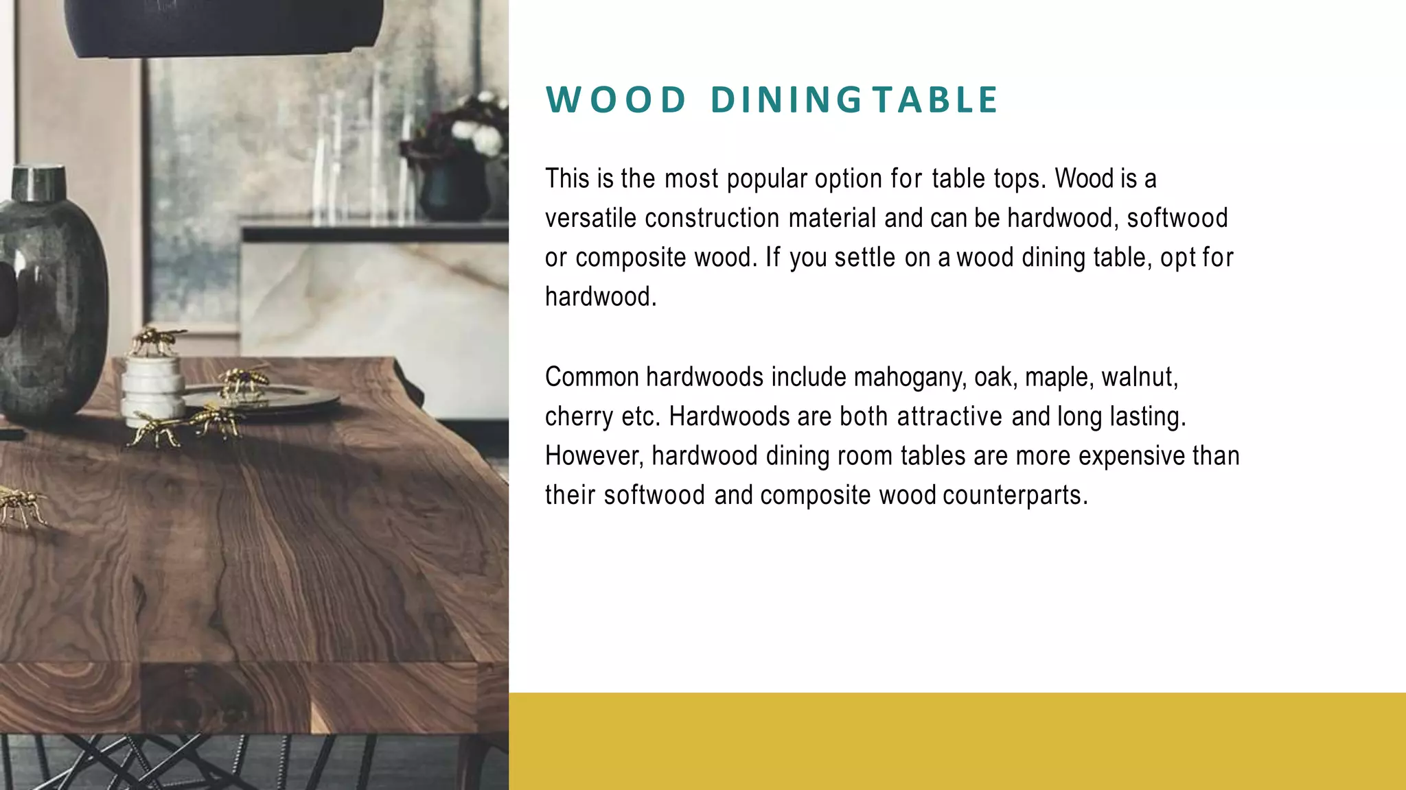 A GUIDE ON DINING ROOM TABLE MATERIALS, SHAPES AND STYLES | PPTX