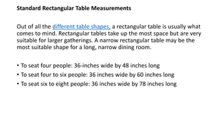 Rectangular Table Size Metric Dining table | PPTX