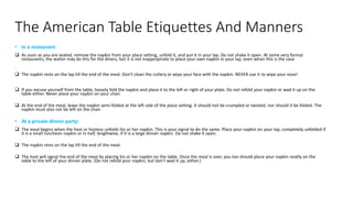 Dining table etiquettes