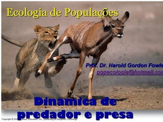 Ecologia de Populações



               Prof. Dr. Harold Gordon Fowle
                   popecologia@hotmail.com




    Dinamica de
  predador e presa
 