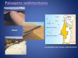 Localização das rochas sedimentares
Dunas
 