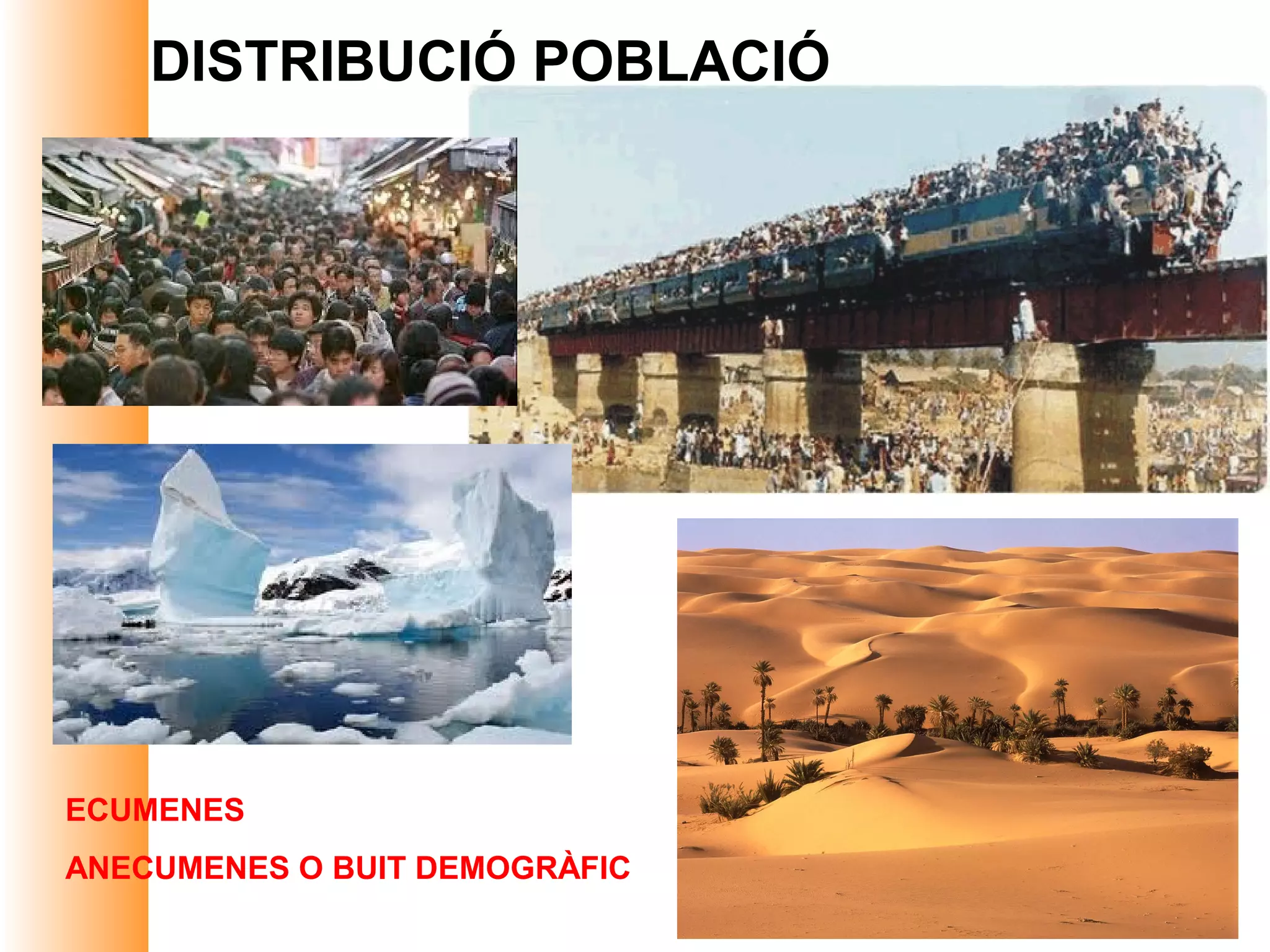 DISTRIBUCIÓ POBLACIÓ




ECUMENES
ANECUMENES O BUIT DEMOGRÀFIC
 