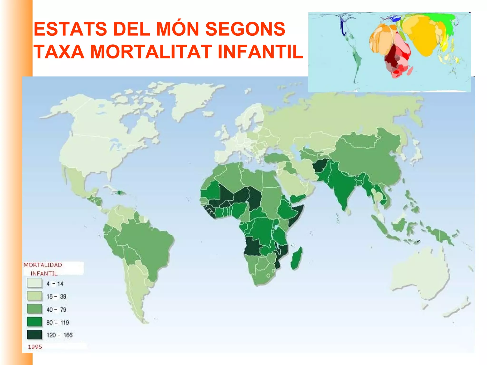 ESTATS DEL MÓN SEGONS
TAXA MORTALITAT INFANTIL
 