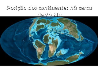Posição dos continentes há cerca
de 70 Ma

 