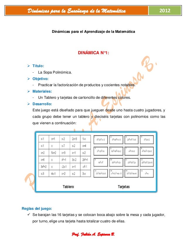 Dinámicas de matemática Dinámicas de matemática