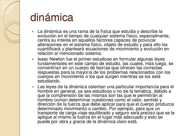 Dinámica y cinemática