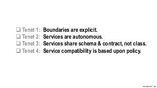 EXPOWARE SOFT - 2016
 Tenet 1: Boundaries are explicit.
 Tenet 2: Services are autonomous.
 Tenet 3: Services share sch...