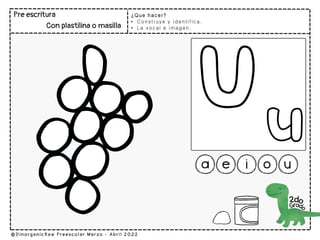 ¿Que hacer?
• Construye y identifica.
• La vocal e imagen.
 