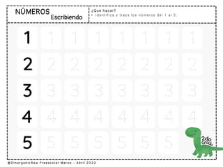 ¿Que hacer?
• Identifica y traza los números del 1 al 5.
 