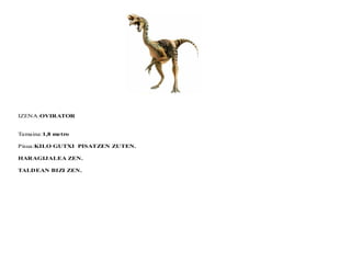 IZENA:OVIRATOR
Tamaina:1,8 metro
Pisua:KILO GUTXI PISATZEN ZUTEN.
HARAGIJALEA ZEN.
TALDEAN BIZI ZEN.
 