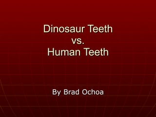 Dinosaur Teeth
     vs.
 Human Teeth


 By Brad Ochoa
 