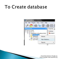 Virtual Web Solutions Virtually any
thing is possible: www.vwsonline.org
 