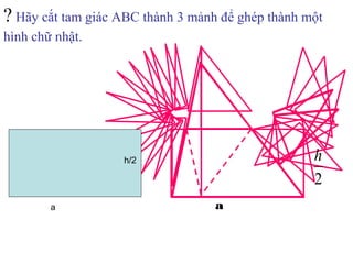 a
2
h
? Hãy cắt tam giác ABC thành 3 mảnh để ghép thành một
hình chữ nhật.
a
h/2
 