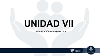 UNIDAD VII
ORGANIZACIÓN DE LA PRACTICA
 