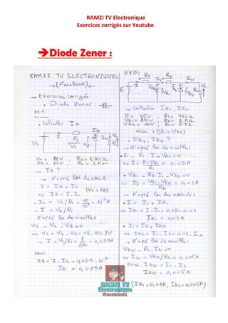 RAMZI TV Electronique
Exercices corrigés sur Youtube
Diode Zener :
 