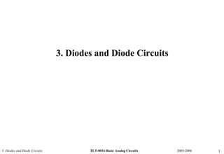 3. Diodes and Diode Circuits TLT-8016 Basic Analog Circuits 2005/2006 1
3. Diodes and Diode Circuits
 