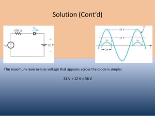 Solution (Cont’d)




The maximum reverse-bias voltage that appears across the diode is simply:

                                    24 V + 12 V = 36 V
 