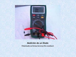 Medición de un Diodo
Polarizado en forma inversa (No conduce)
 
