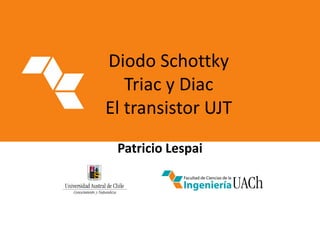 Diodo Schottky
Triac y Diac
El transistor UJT
Patricio Lespai
 