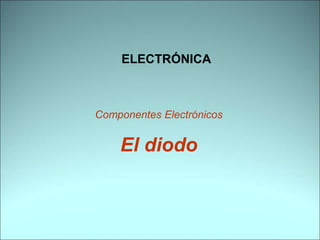 ELECTRÓNICA 
Componentes Electrónicos 
El diodo 
 