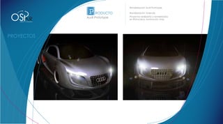 Renderizaciòn Audi Prototype.

                                              P RODUCTO
OS
DISEÑO Y CONCEPTO
                                                              Renderización Vivienda
                            Audi Prototype
                           R                 Audi Prototype   Proyectos realizados y renderizados
                                                              en Rhinoceros, iluminaciòn Vray.
               DISEÑO Y CONCEPTO
 