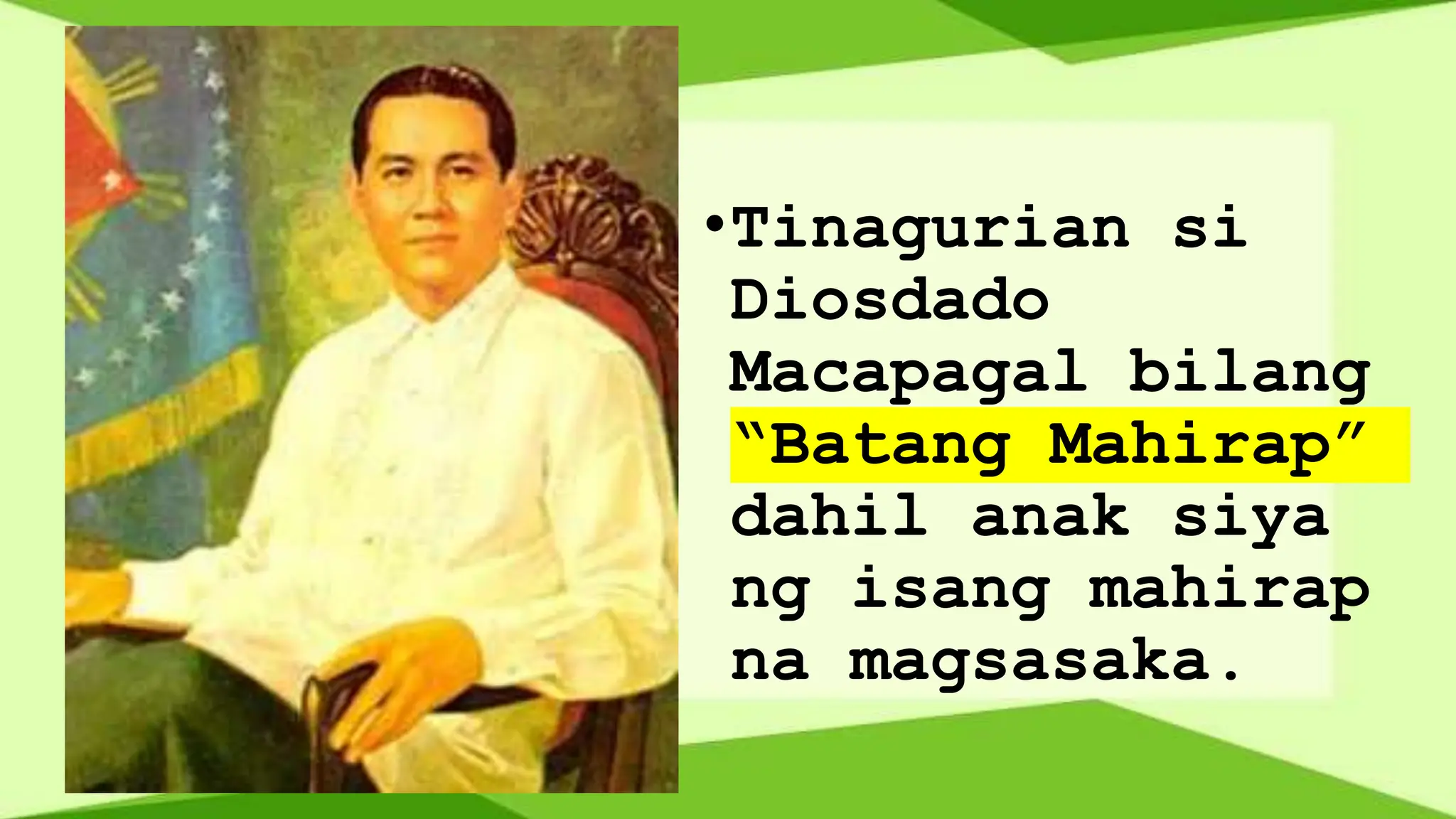 DIOSDADO MACAPAGAL Diosdado Macapagal born September 28 1910 Lubao DIOSDADO MACAPAGAL Diosdado Macapagal born September 28 1910 Lubao