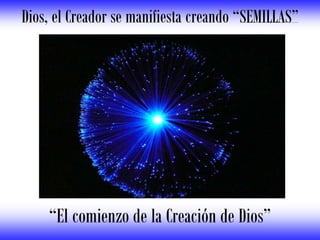 Dios, el Creador se manifiesta creando “SEMILLAS”
“El comienzo de la Creación de Dios”
 