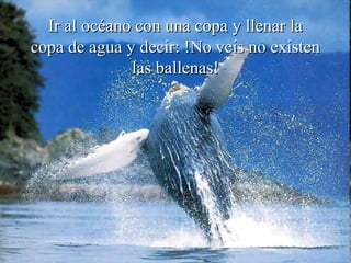 Ir al océano con una copa y llenar la
copa de agua y decir: !No veis no existen
las ballenas!

 
