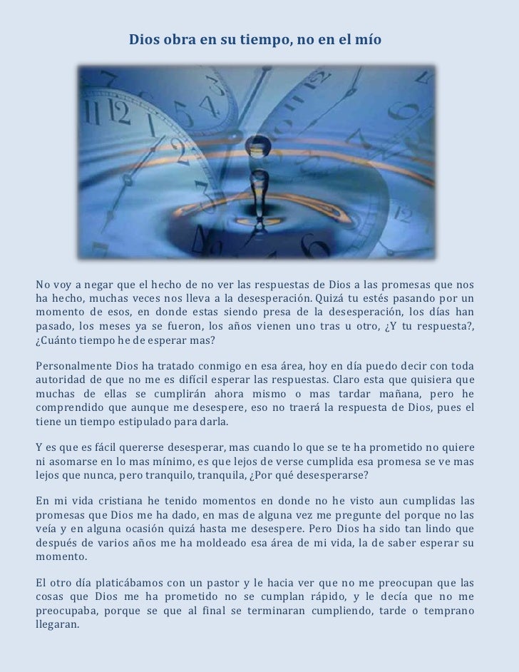 Dios Obra En Su Tiempo slideshare