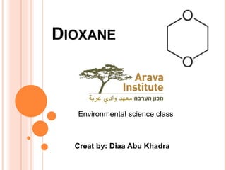 DIOXANE
Creat by: Diaa Abu Khadra
Environmental science class
 