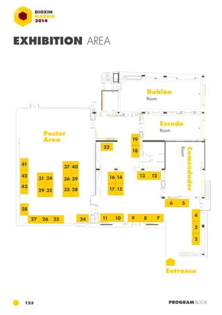 19 
18 
EXHIBITION AREA 
23 
Doblón 
Room 
16 14 13 12 
15 
Poster 
Area 
37 40 
34 
31 
29 32 
36 39 
35 28 17 
27 26 25 24 11 10 9 8 7 
Escudo 
Room 
Comendador 
Room 
6 5 
4 
3 
2 
41 
42 
43 
28 
Entrance 
123 PROGRAM BOOK 
 