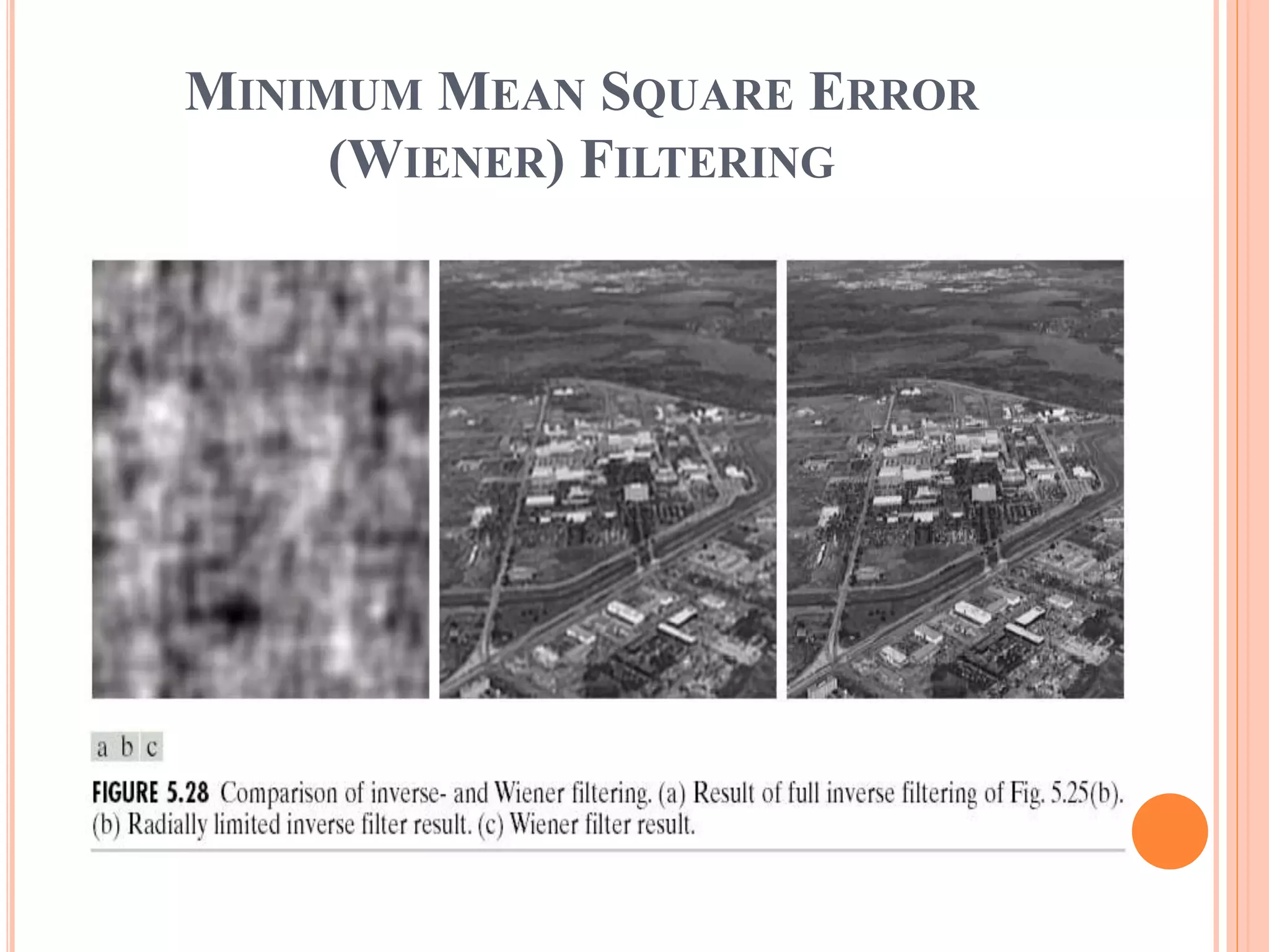 MINIMUM MEAN SQUARE ERROR
(WIENER) FILTERING
 
