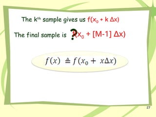 27
The kth
sample gives us f(x0 + k x)
∆
The final sample is ?
f(x0 + [M-1] x)
∆
 