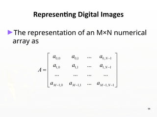 56
Representing Digital Images
►The representation of an M×N numerical
array as
 
