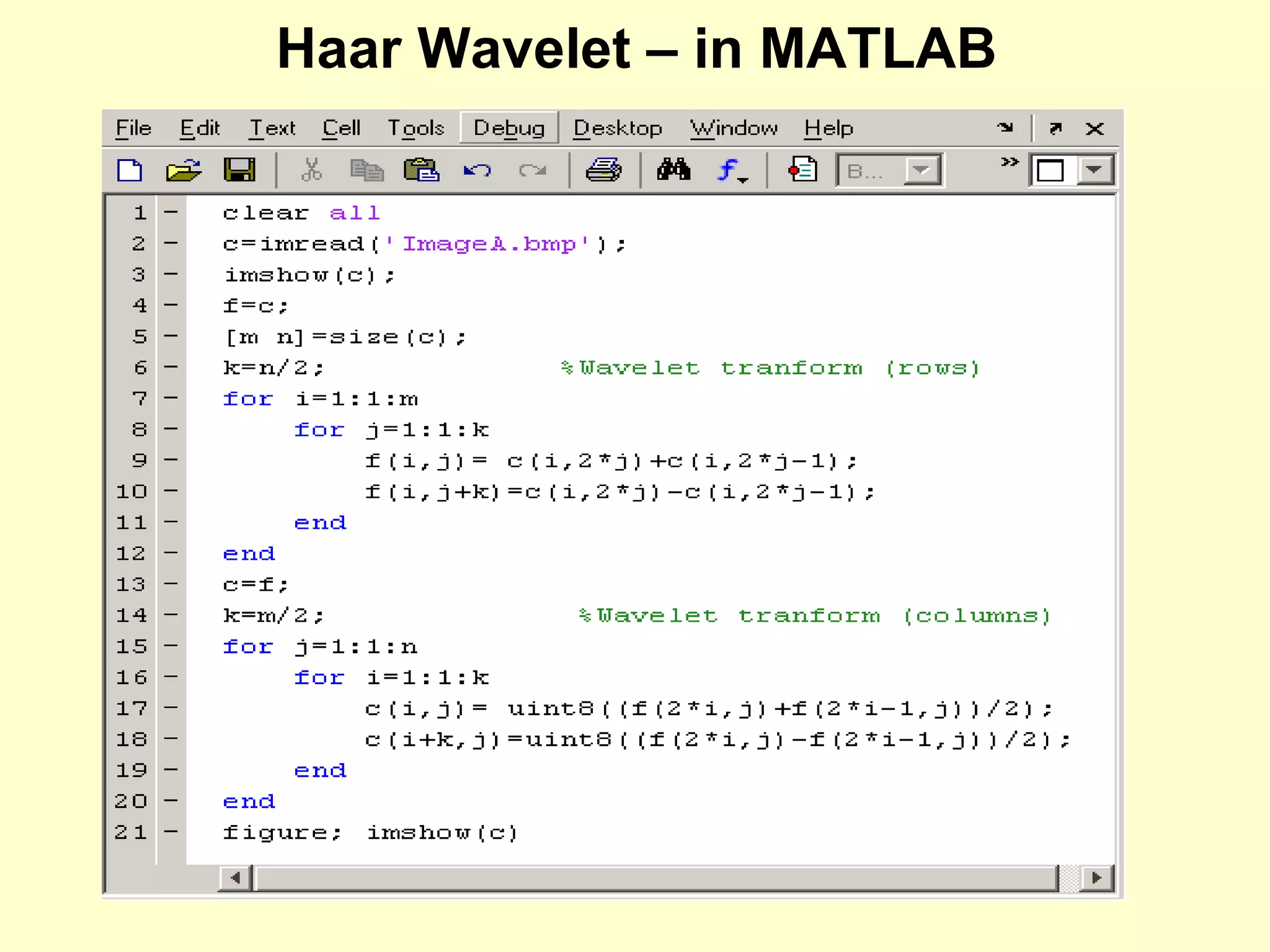 Haar Wavelet – in MATLAB

 