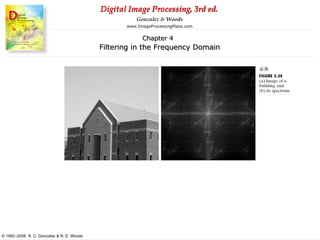 Digital Image Processing, 3rd ed.
www.ImageProcessingPlace.com
© 1992–2008 R. C. Gonzalez & R. E. Woods
Gonzalez & Woods
Chapter 4
Filtering in the Frequency Domain
 