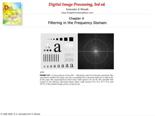 Digital Image Processing, 3rd ed.
www.ImageProcessingPlace.com
© 1992–2008 R. C. Gonzalez & R. E. Woods
Gonzalez & Woods
Chapter 4
Filtering in the Frequency Domain
 