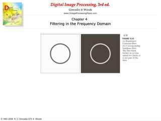 Digital Image Processing, 3rd ed.
www.ImageProcessingPlace.com
© 1992–2008 R. C. Gonzalez & R. E. Woods
Gonzalez & Woods
Chapter 4
Filtering in the Frequency Domain
 