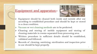 Sanitation in Manufacturing Premises 