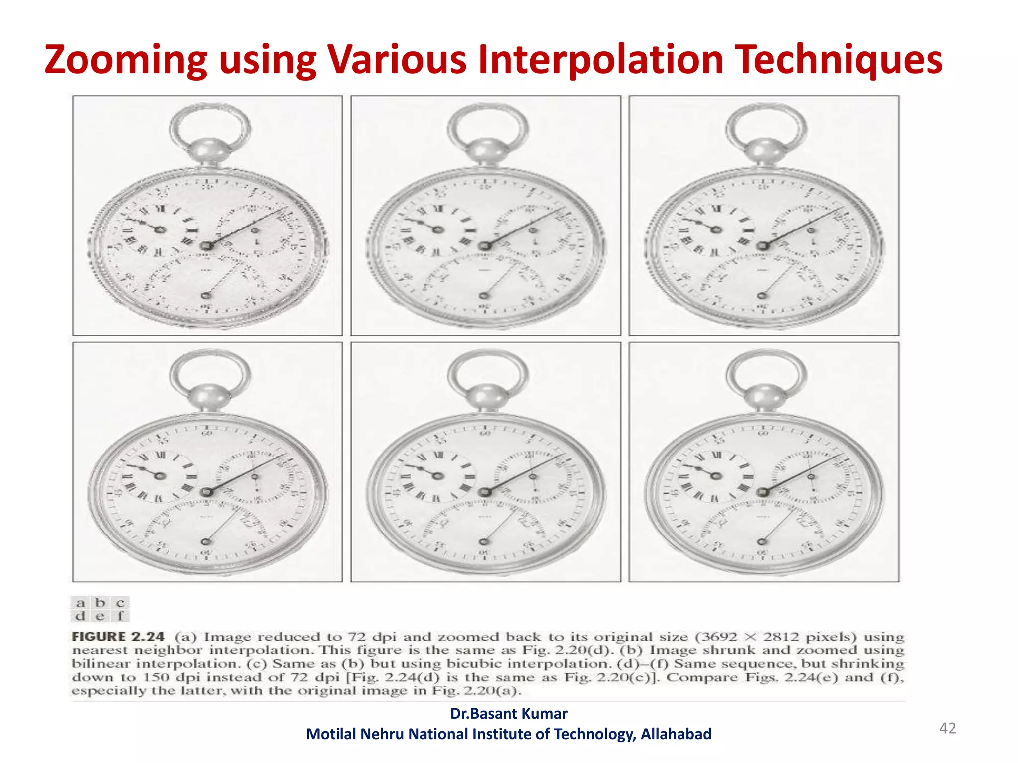 42
Dr.Basant Kumar
Motilal Nehru National Institute of Technology, Allahabad
Zooming using Various Interpolation Techniques
 