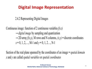 Digital Image Representation
Dr.Basant Kumar
Motilal Nehru National Institute of Technology, Allahabad
30
 