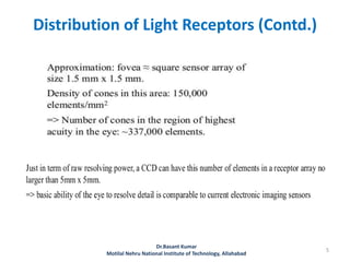 Distribution of Light Receptors (Contd.)
Dr.Basant Kumar
Motilal Nehru National Institute of Technology, Allahabad
5
 