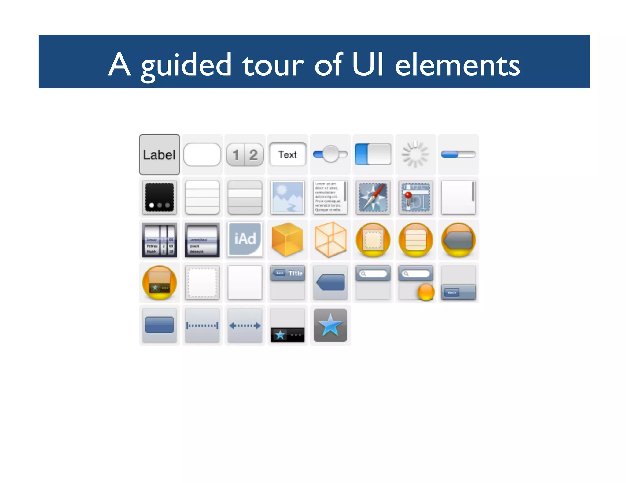 A guided tour of UI elements	

 