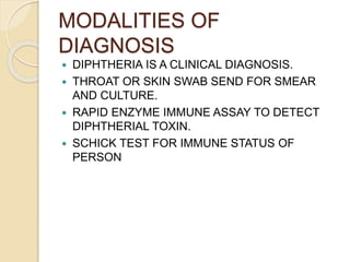 DIPHTHERIA BY D.pptx how to diagnosis and clinical presentation | PPTX