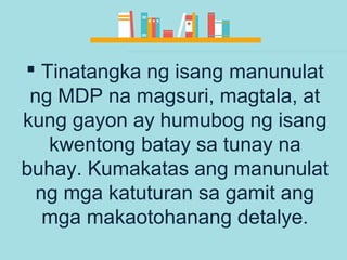 Malikhaing Di Piksyon na Pagsulat | PPT