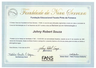 Diploma de Graduação em Administração — FANS